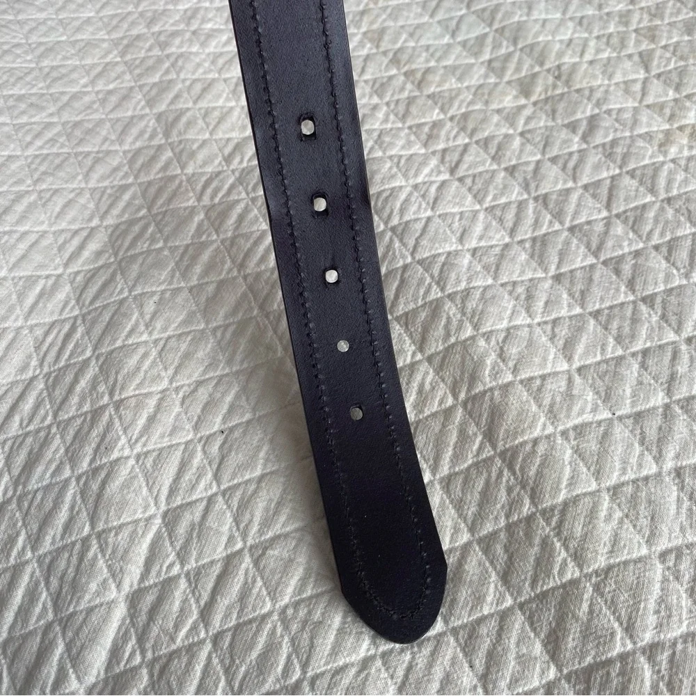 Classic Work Brown Leather Belt White Stitching Silver tone buckle men’s size XL